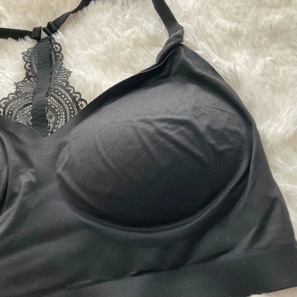 Soma Black Lace Detail Padded Bralette - Size Large